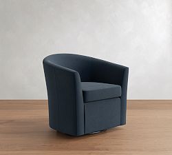 Open Box: Hyde Upholstered Swivel Armchair - Performance Everydayvelvet™ Ink Blue