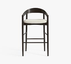 Open Box: Laguna Upholstered Bar Stool (30") - Performance Boucle Oatmeal, Blackened Oak