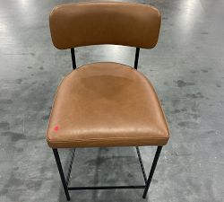 Open Box: Maison Leather Counter Stool (24") - Vintage Caramel, Antique Bronze