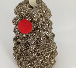 Open Box: Premium Flickering Flameless Tree Candle, Small (6"H) - Gold Glitter