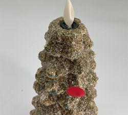 Open Box: Premium Flickering Flameless Tree Candle, XL (13"H) - Green Spruce