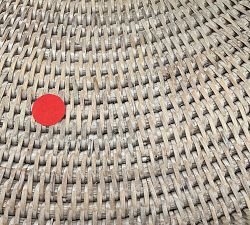 Open Box: Tava Handwoven Rattan Round Serving Tray without Glass Insert (22" Diam.) - White Wash