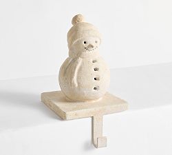 Open Box: Terracotta Snowman Stocking Holder - White