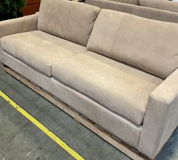 Open Box: York Square Arm Leather Grand Sofa (95"), 2x2 - Nubuck Wheat