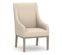 Open Box: York Upholstered Dining Armchair - Performance Everydaylinen™ Oatmeal, Seadrift