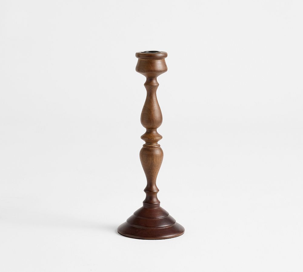 Chris Loves Julia Turned Walnut Candle Holder - Large