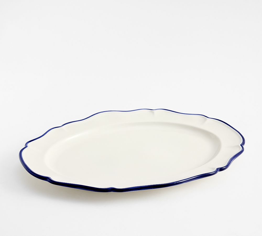 Heirloom Stoneware Oval Serving Platter - Large - Navy