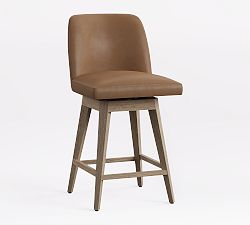 Open Box: Layton Leather Swivel Counter Stool (25.5") - Churchfield Taupe, Seadrift Finish