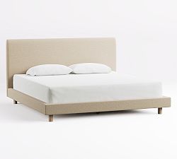 Open Box: Cayman Upholstered Bed, King - Performance Boucle Oatmeal, Biscotti