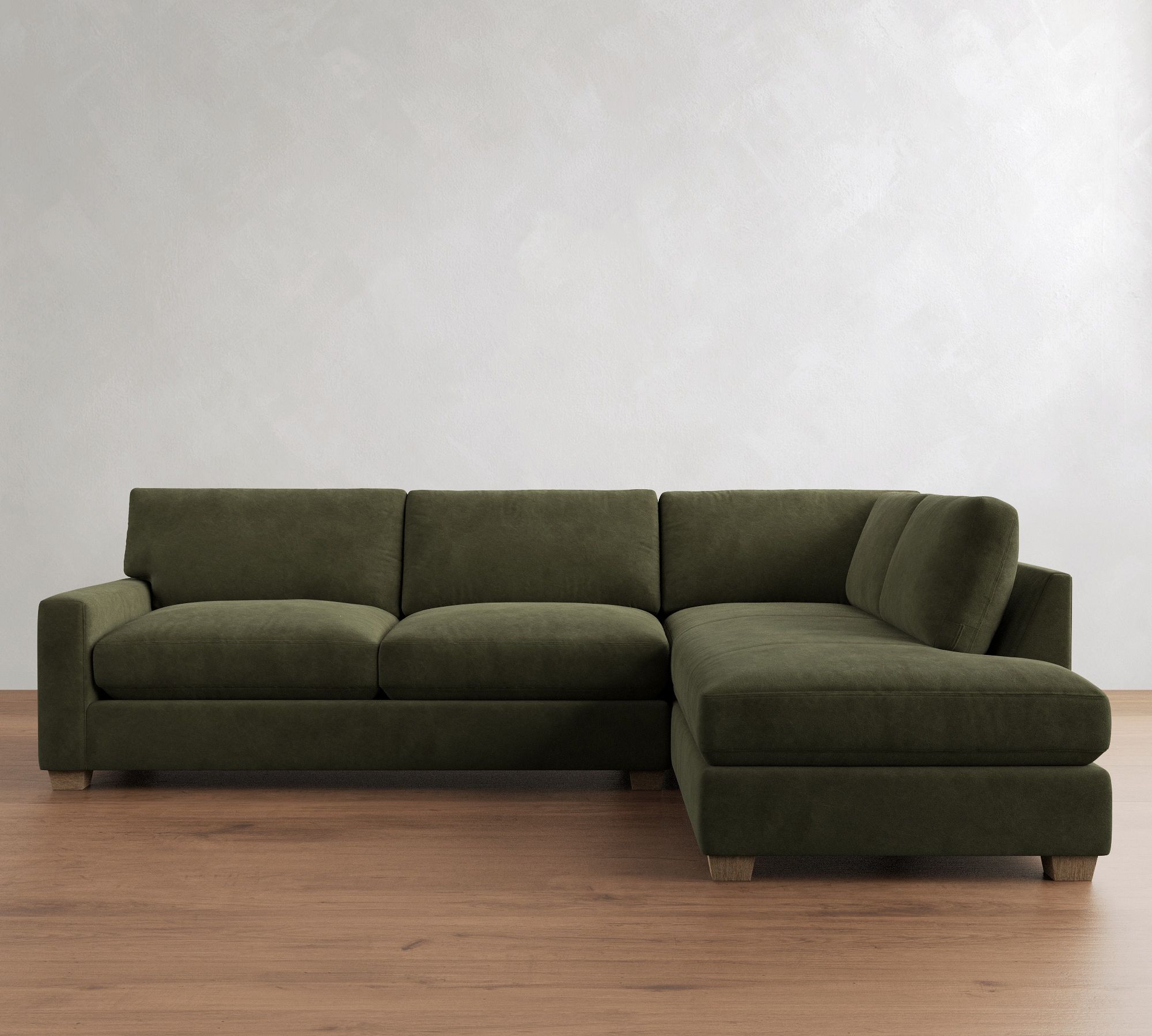 PB Comfort Modern Square Arm Leather Return Bumper Sectional (121") - thumbnail 4