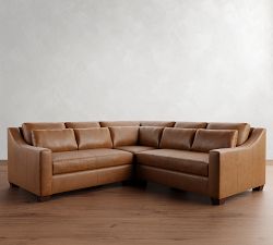 York Slope Arm Deep Seat Leather 3-Piece L-Shaped Sectional (100")