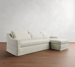 York Slope Arm Deep Seat Slipcovered Chaise Sectional (84"&ndash;115")