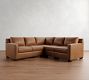 York Square Arm Leather 3-Piece L-Shaped Sectional (94")