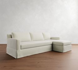 York Square Arm Slipcovered Chaise Sectional (84"&ndash;114")