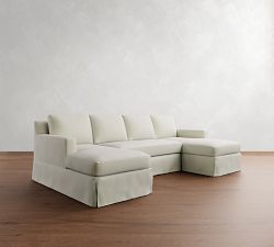 York Square Arm Slipcovered Double Chaise Sectional (107"&ndash;127")