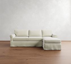 York Roll Arm Slipcovered Chaise Sleeper Sectional (119")