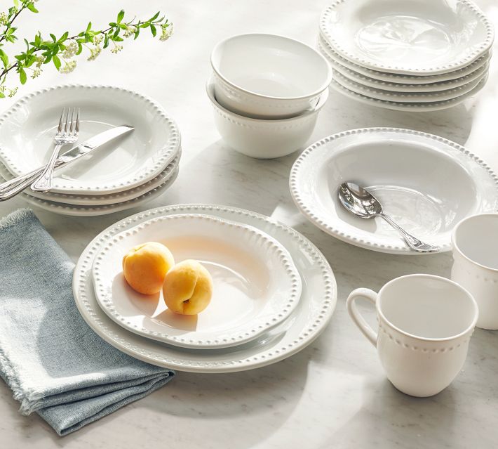 Emma Beaded Stoneware Cereal Bowls - Set of 4 | Pottery Barn