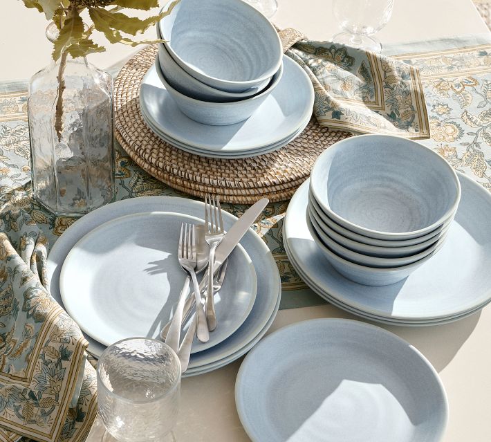 Larkin Outdoor Melamine 12-Piece Dinnerware Set | Pottery Barn
