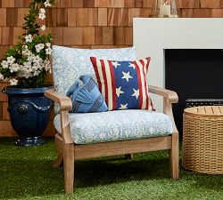 Stars and Stripes Embroidered Outdoor Pillow
