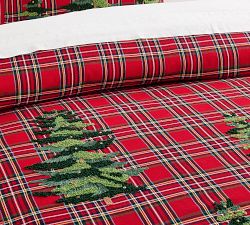 Elliot Tree Embroidered Plaid Duvet Cover