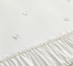 LoveShackFancy White Embellished Rosette Duvet Cover