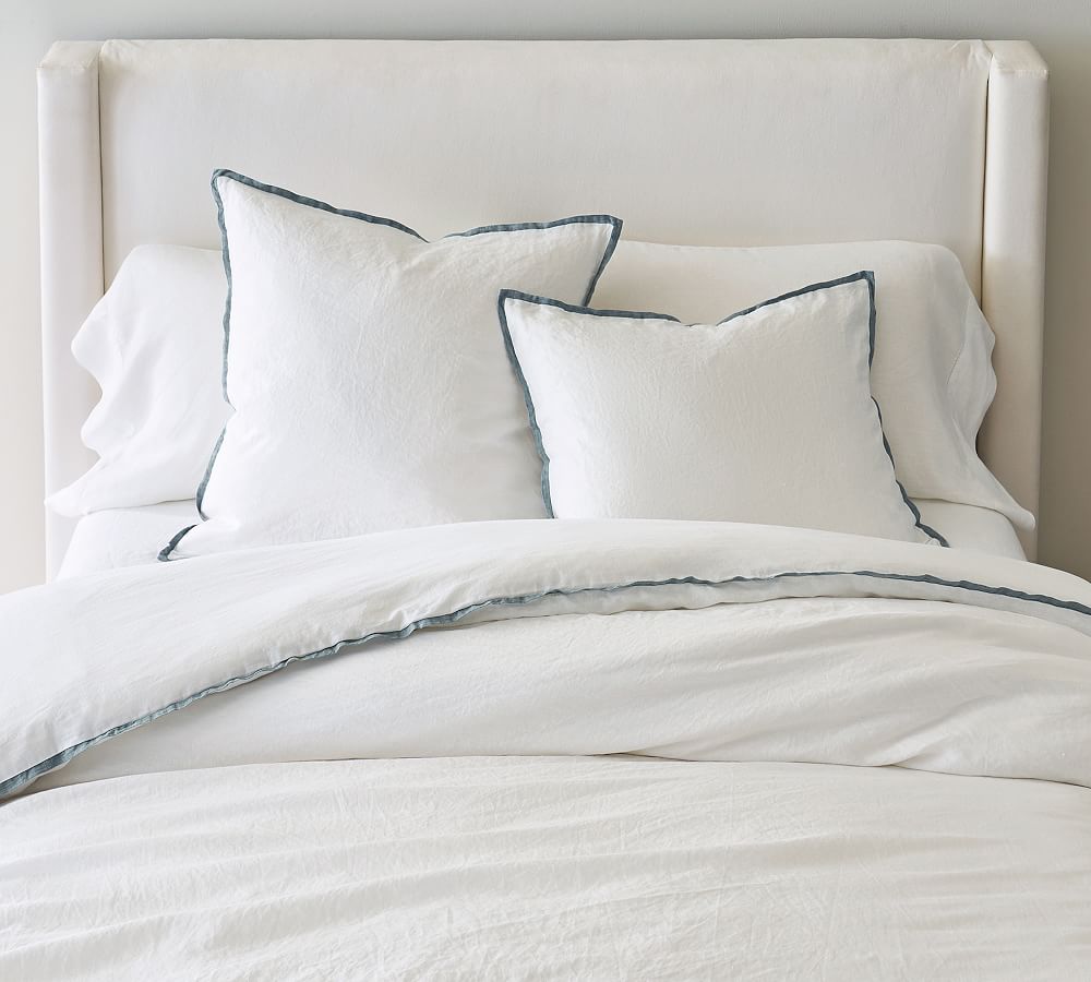 Belgian Flax Linen Contrast Flange Duvet Cover