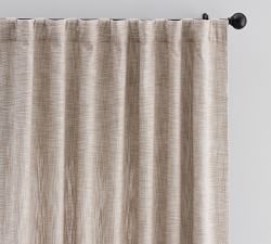Custom Seaton Textured Cotton Blackout Curtain - Dark Flax