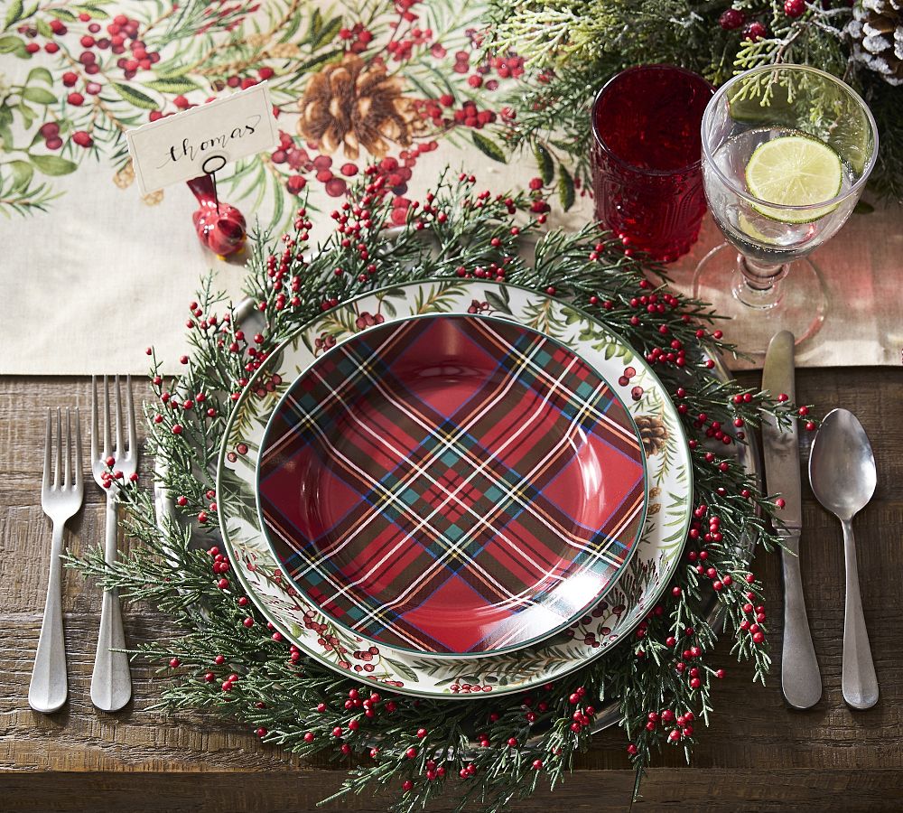 Stewart Plaid Stoneware Salad Plates - Set of 4 by Pottery Barn