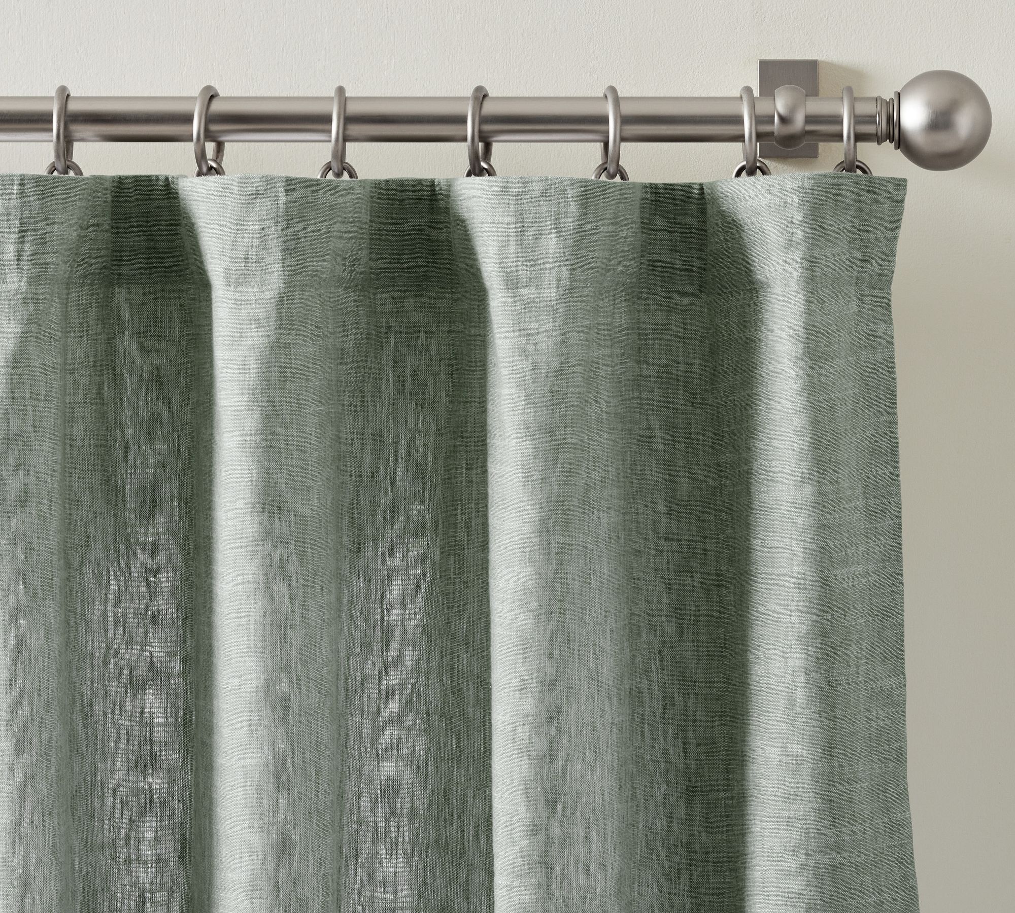 Custom Emery Linen Curtain - Mineral Blue
