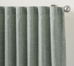 Custom Emery Linen Blackout Curtain - Mineral Blue