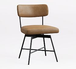 Open Box: Maison Leather Stationary Swivel Desk Chair (32"), Bronze Base - Legacy Taupe