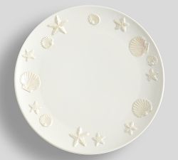 Coastal Embossed Stoneware Dinner Plates - Set of 4