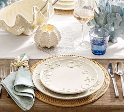 Coastal Embossed Stoneware Salad Plates - Set of 4