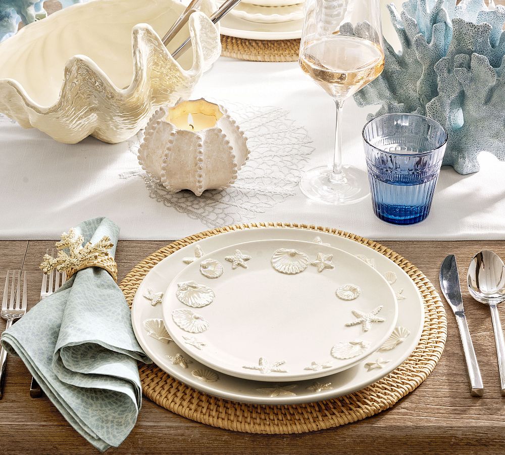 Coastal Embossed Stoneware Salad Plates - Set of 4 by Pottery Barn