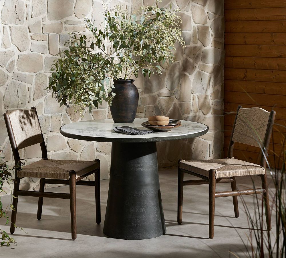 Darlyn Marble Round Outdoor Dining Table (42"-55") by Pottery Barn