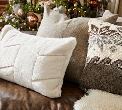 Quilted Alpaca Faux Fur Lumbar Pillow Cover