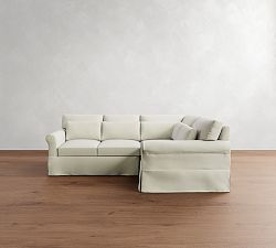 York Roll Arm Deep Seat Slipcovered 3-Piece Sectional (99")