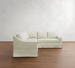 York Slope Arm Slipcovered 3-Piece L-Shaped Sectional (92")
