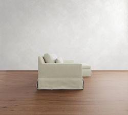 York Square Arm Deep Seat Slipcovered Chaise Sectional (84"&ndash;115")
