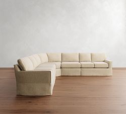 Buchanan Square Arm Slipcovered 5-Piece Curved Wedge Sectional (133")