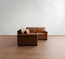 York Roll Arm Deep Seat Leather 3-Piece Sectional (102")