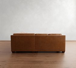 York Square Arm Deep Seat Leather 3-Piece L-Shaped Sectional (100")