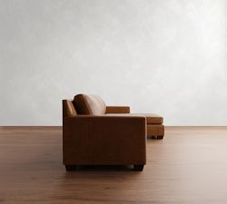 York Square Arm Leather Chaise Sectional (87"&ndash;117")