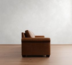 York Roll Arm Leather Sofa (63"&ndash;98")