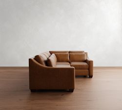 York Slope Arm Deep Seat Leather 3-Piece Sectional (100")