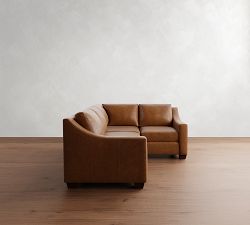 York Slope Arm Leather 3-Piece Sectional (94")