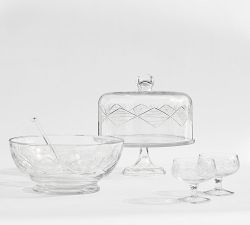 Antique Cut Glass Cake Dome &amp; Stand