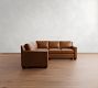 York Square Arm Leather 3-Piece L-Shaped Sectional (94")