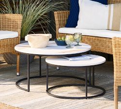 Delaney Marble Round Nesting Outdoor Coffee Table