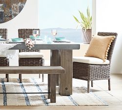 Faux Natural Fiber Pom Pom Outdoor Pillow